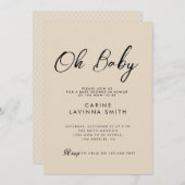 シックな赤ちゃんシャワーのスクリプトの招モダン待 招待状 (正面/裏面)