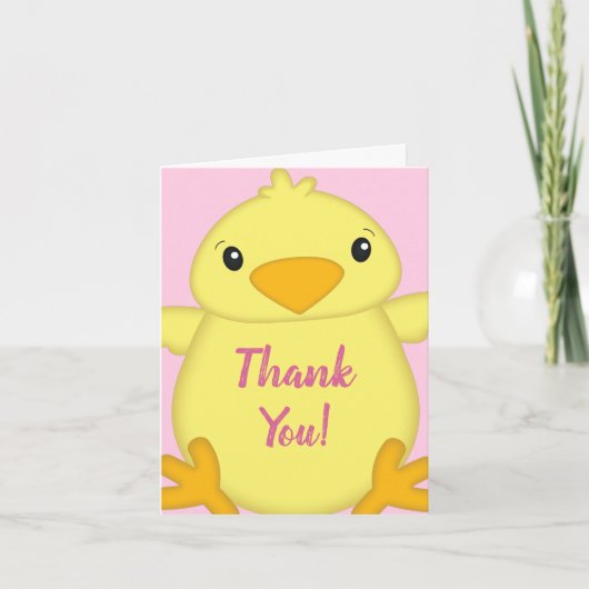 シックな赤ちゃんシャワーピンク サンキューカード (正面)