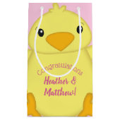 シックな赤ちゃんシャワーピンク スモールペーパーバッグ (正面)
