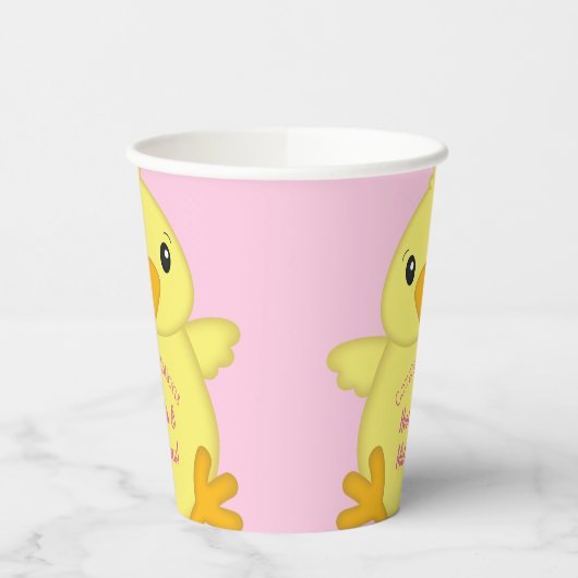 シックな赤ちゃんシャワーピンク 紙コップ (左)