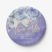 シックな赤ちゃんシャワー甘い小さな双子の女の子 ペーパープレート (正面)