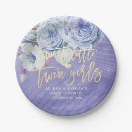 シックな赤ちゃんシャワー甘い小さな双子の女の子 ペーパープレート