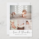 シックな赤ちゃんシャワー4フォトコラージュありがとう サンキューカード (正面)