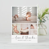 シックな赤ちゃんシャワー4フォトコラージュありがとう サンキューカード (スタンド正面)