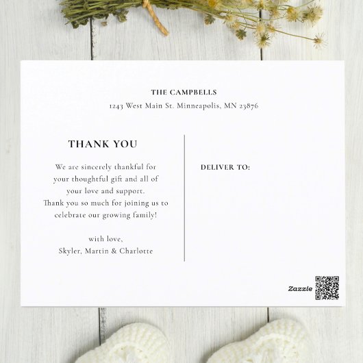 シックな赤ちゃんシャワーArchありがとう写真 ポストカード