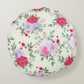 シックな赤とピンクのフローラ ラウンドクッション (裏面)