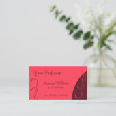 シックな赤とブルゴーニュの装飾的なスクイグル華美 名刺 (スタンド正面)