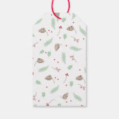 シックな赤と緑のホリーアンドパインリースクリスマス ギフトタグ (裏面)