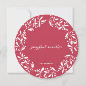 シックな赤と緑の水の色ホリークリスマスリース 招待状 (裏面)