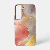 シックな赤と金ゴールドアゲートモノグラム SAMSUNG GALAXYケース (裏面)