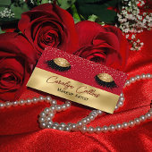 シックな赤と金ゴールドメイクアップアイズビジネスカード 名刺