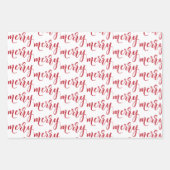 シックな赤と金ゴールドメリークリスマスシェブロンライト ラッピングペーパーシート (正面2)