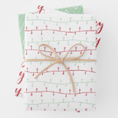 シックな赤と金ゴールドメリークリスマスシェブロンライト ラッピングペーパーシート (インサイチュ)