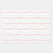 シックな赤と金ゴールドメリークリスマスシェブロンライト ラッピングペーパーシート (正面)