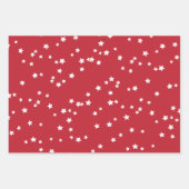 シックな赤と金ゴールドメリークリスマスライト&スターズ ラッピングペーパーシート (正面3)