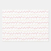 シックな赤と金ゴールドメリークリスマスライト&スターズ ラッピングペーパーシート (正面)