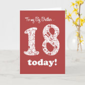 シックな赤のお兄さんのための第18バースデー・カード カード (黄色い花)