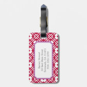 シックな赤の抽象芸術幾何学的なパターンモノグラム ラゲッジタグ (裏面縦)