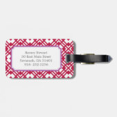 シックな赤の抽象芸術幾何学的なパターンモノグラム ラゲッジタグ (裏面横)