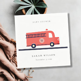 シックな赤の海軍の消防車エンジン赤ちゃんシャワー スタンダードカクテルナプキン