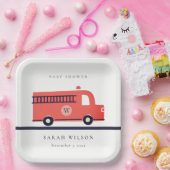 シックな赤の海軍の消防車エンジン赤ちゃんシャワー ペーパープレート (パーティー)