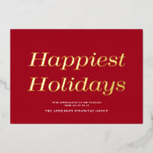 シックな赤の非フォトビジネス企業の金ゴールド 箔シーズンカード (正面)