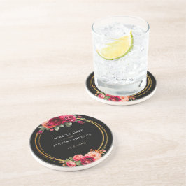 シックな赤の黒いフローラ結婚ズ コースター