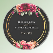 シックな赤の黒いフローラ結婚ズ コースター