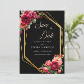 シックな赤の黒いフローラ結婚ズ セーブザデート (スタンド正面)