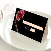 シックな赤の黒いフローラ結婚ズ プレイスカード
