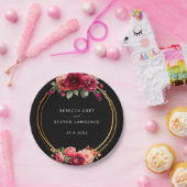 シックな赤の黒いフローラ結婚ズ ペーパープレート (パーティー)