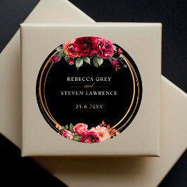 シックな赤の黒いフローラ結婚ズ ラウンドシール
