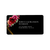シックな赤の黒いフローラ結婚ズ ラベル (正面)