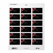 シックな赤の黒いフローラ結婚ズ ラベル (フルシート)