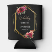 シックな赤の黒いフローラ結婚ズ 缶クーラー (裏面)