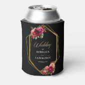 シックな赤の黒いフローラ結婚ズ 缶クーラー (缶裏面)