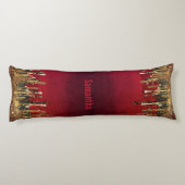 シックな赤の黒と金ゴールドグリッタードリップモノグラム ボディピロー (裏面)