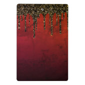 シックな赤の黒と金ゴールドグリッタードリップモノグラムcli ミニクリップボード (裏面)