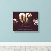 シックな赤カスタムハートの形ギフト彼女と彼 キャンバスプリント (インサイチュ (ウッドフロア))