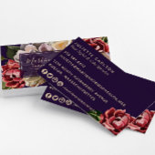 シックな赤クリームと紫色彩の鮮やかのフローラ 名刺