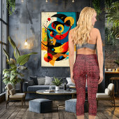 シックな赤デニムテクスチャ:パーソナライズされたロゴと文字 カプリレギンス