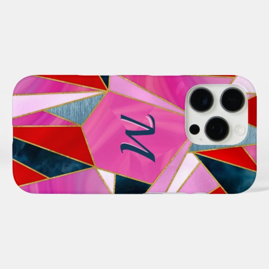 シックな赤ピンクのグレー抽象芸術幾何学的ケース – メイトiP Case-Mate iPhoneケース (裏面 (横))