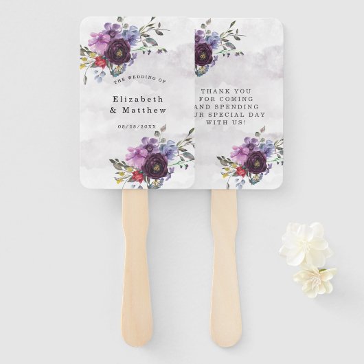 シックな赤ピンクの牡丹のセージの葉結婚の感謝 ハンドファン (正面&裏面)