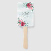 シックな赤ピンクの牡丹のセージの葉結婚の感謝 ハンドファン (裏面)