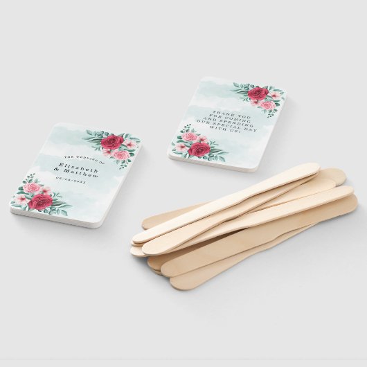 シックな赤ピンクの牡丹のセージの葉結婚の感謝 ハンドファン (組立なし)