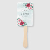 シックな赤ピンクの牡丹のセージの葉結婚の感謝 ハンドファン (正面)