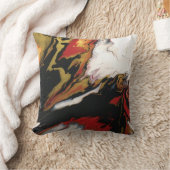 シックな赤ブラック金ゴールド抽象芸術枕とブラックバック クッション (ブランケット)
