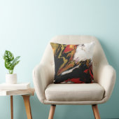 シックな赤ブラック金ゴールド抽象芸術枕とブラックバック クッション (椅子)