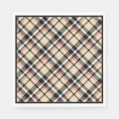 シックな赤ベージュ白黒格子模様ストライプ模様 スタンダードランチョンナプキン (正面)