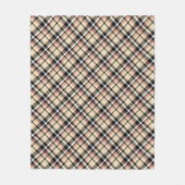 シックな赤ベージュ白黒格子模様ストライプ模様 フリースブランケット (正面)